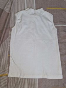 White Turtle Neck Tank Top