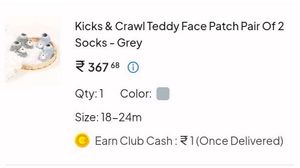 Kicks &amp; Crawl Teddy Face Patch Pair Of 2 Socks