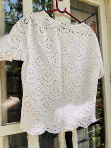 Schiffli White Eyelet Top - Perfect for Summer