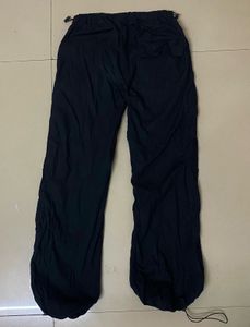Black Drawstring Parachute Pants