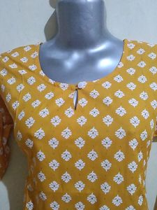 Yellow Colour Printed Kurti