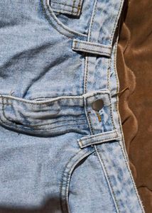 Frayed Hem Denim Mini Short