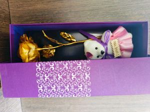24k Gold Rose &amp; Taddy Bear