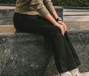 Black Flared Denim Jeans