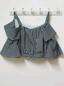 Striped Ruffle Crop Top