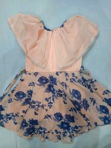 Peach Floral Dress For Girl