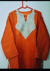Orange Embroidered Kurta