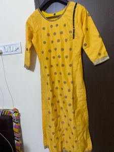 Its Mango Yellow Colour With Blue Dupatta