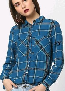 DNMX Brand Checked Blue Shirt