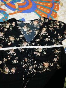 Floral Lace-Up Crop Top