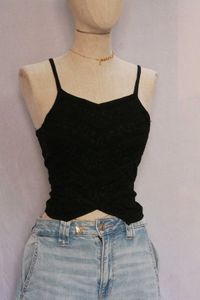 Black Embroidered Cami Top