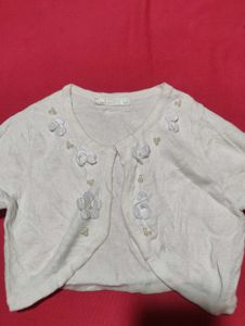 American Princess White Floral Bolero Cardigan