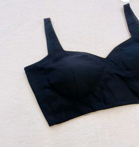 Ragini Black Padded Rayon Blouse With Piping