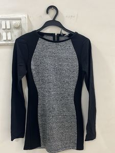 H&M Black & Gray Long Sleeve Dress