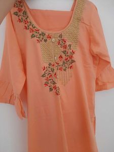 Plus Size Kurta Plazzo Set In Peach Color