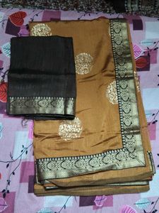 Brown & Black Banarasi Silk Saree