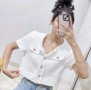White Tweed Cropped Top