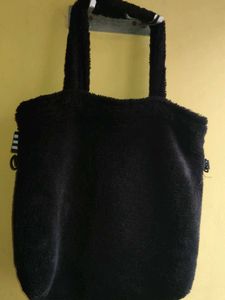 Black Fluffy Tote Bag