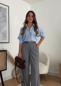 Tom Tailor Old Money Gray Wide Leg Trousers