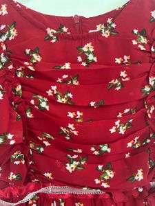 Red Floral Girls Dress