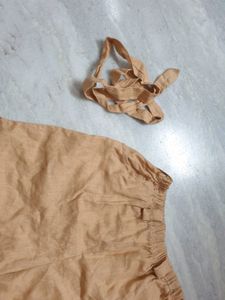Khaki Casual Cotton Shorts With Belt
