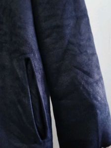 Navy Blue Suede Shearling Jacket