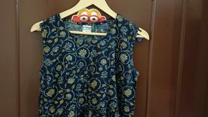 Navy Blue And Golden Kurti