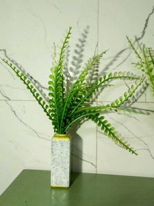 Decorative Ferns in glass Stone Vases (Set of 2)