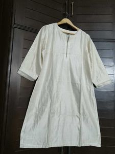 Fabindia Women Off-white Cotton Silk Kurta