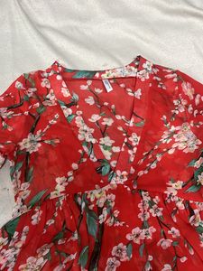Red V Neck Top