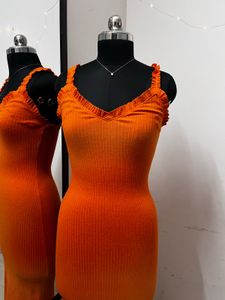Zara Orange Midi Dress