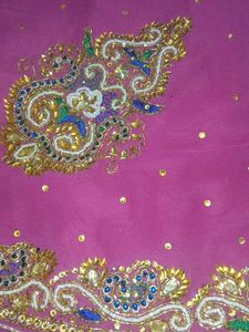 Elegant Pink Embroidered Saree