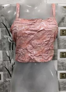Pink Sequin Crop Top