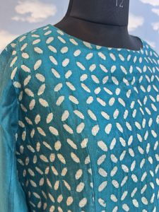 Hand Cut Work Desi Tussar Silk Kurta with Astar W