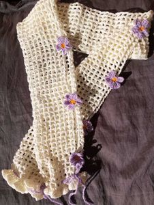 Crochet Scarf with Floral Appliques