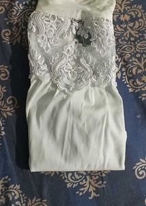 Women White Beaded Net Top