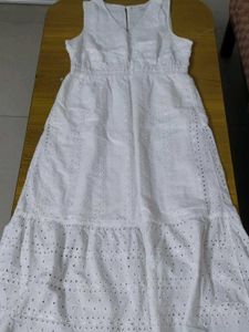 Angelic White Sleeveless Chikankari Long Maxi Dres