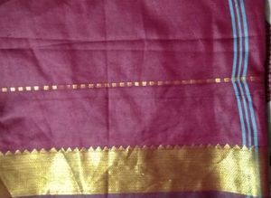 Burgundy &amp; Gold Saree Fabric