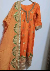 Orange🟠 Designer Plazo Suit & Dupatta 38 Bust