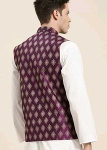 Unused New SOJANYA purple &amp; Golden Nehru Jacket