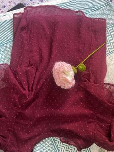 Burgundy Polka Dot Top