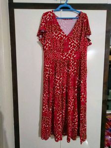 Negotiable Red Floral Midi Dress