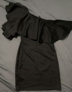 Black Ruffle One-Shoulder Dress