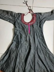 Grey Long Sleeves Anarkali Dress