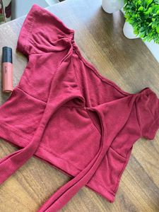 Ribbed Tie-Front Crop Top