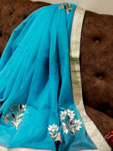 Supernet Blue Saree