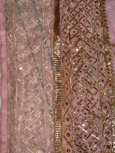 Pink &amp; Gold Embellished Saree