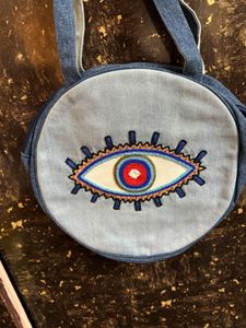 Denim Evil Eye Bag
