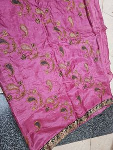 Elegant Embroidered Pink Saree