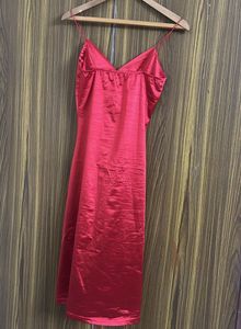 Red Satin Slip Dress